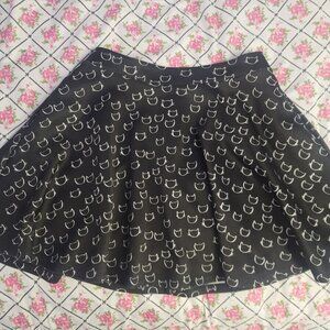 Cat print black and white pleated bubble skirt with pockets size small
